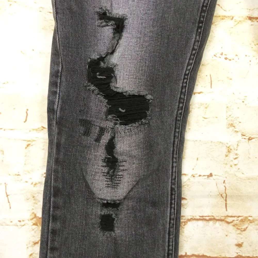 Ksubi Mens 34X32 Van Winkle Hazlow Angst Trashed Jeans Black Button Fly Grunge